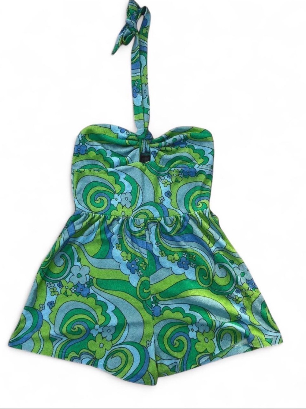 Urban Outfitters Green Blue Psychedelic Halter Romper
